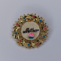 Vintage Mother Gold Tone Pin Round Brooch Mother’s Day