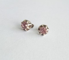 Vintage Beautiful Earrings Purple stones Sterling Silver 835 test Women Jewelry