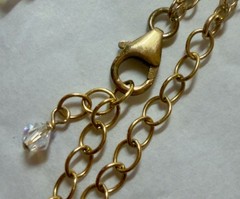 Vtg Aurora Borealis Crystal Bead Necklace with Gold-Filled Chain 18″