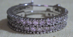 GM sterling silver 925 hoop with crystal CZs? earrings clear stones 24mm