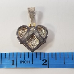 Vintage Premiere Designs Signed Heart Rhinestone Pendant Silver Tone Gold Tone