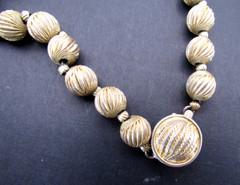 Vintage Francois 16″ Ball Beaded Light Gold Tone Choker Necklace (JN-26)