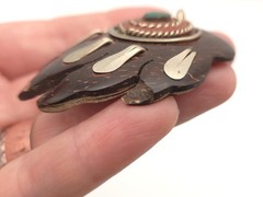 Vintage Artisan Made Native American Bear Paw Amulet Bloodstone Large Pendant
