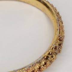Vintage Face Clad Gold Bangle Ornate Filigree Bracelet Boho Chic Marked F.C.