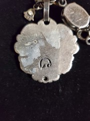 New Signed Silver Toned Metal Medallion Shield Necklace Charms Gift Unisex Adult