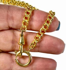 Chunky Curb Chain Charm Holder Necklace in Gold tones Pocket Watch Chain Lanyard