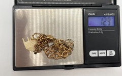 VTG 12K Gold Filled Double Link 7″ Charm Bracelet 2 charms safety chain 12.9g