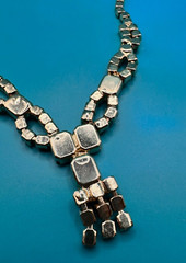 Estate Vintage Necklace Purple & Lavender Rhinestones Gold Tone Prong Set