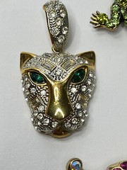 Vintage lot of 4 Rhinestone Animal Collection Salamander Rooster Leopard Poodle