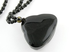 Black Onyx Carved Buddha Pendant Necklace Black Beaded Strand No Clasp 68.5g