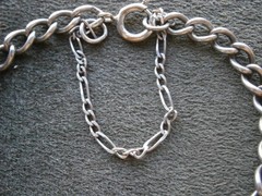 Curb Chain Link Figaro Safety Chain Vintage Sterling Silver Bracelet 7.5″ ~ 9.6g