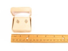 BRIGHT BEAUTIFUL 1/4CT TW BRIDGE DIAMONDS 14K SOLID YELLOW GOLD CLUSTER EARRINGS