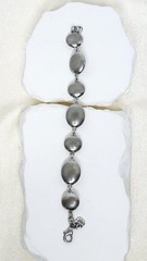 Vintage Monet Gun Metal Tone Smokey Quartz Style Faceted Glass Clasp Bracelet