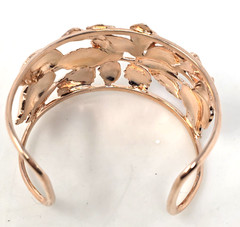 Vintage Wide Cuff Bracelet Leaf Cutout Rose Gold Plated BBJ JTV 8″