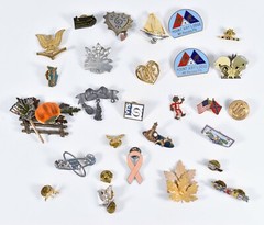 Lot of 28 Pin Brooch Fall Pumpkin Teacher Gold Tone Leaf Flag Sailboat Bow Eagle