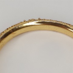 Vintage Face Clad Gold Bangle Ornate Filigree Bracelet Boho Chic Marked F.C.