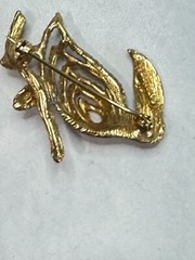 Rare Vintage Designer Edlee Goldplate Filigree Macaw Parrot Bird Brooch Pin
