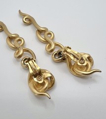 Vintage GIVENCHY Paris New York 80s Matte Gold Tone Abstract Swirl Clip Earrings