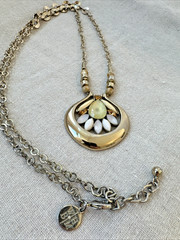 WHBM GOLD yellow y2k 1990s 2000s long Necklace Unique Stones Rhinestones chain