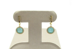 Amazonite Doublet and 0.38CTW Round Diamond Dangle Earrings 18K Yellow Gold