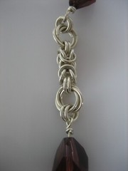 VINTAGE STERLING SILVER ROLO CHAIN AND GLASS BEAD NECKLACE AND EARRING SET