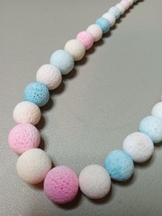 Vintage Pumice Beaded Necklace Multi-Color Candy Pastel Heavy Chunky 1970s