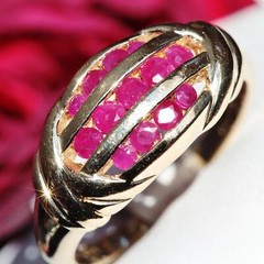 14k yellow gold ring 1.00ct natural treated ruby size 8 swirl band vintage 4.6g