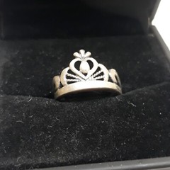 Vintage Heart Tiara Crown Ring 925 Sterling Silver 3mm Wide Band Size 5.25 3.3g