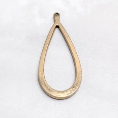Vintage Pendant Gold Tone with Clear Gems Elongated Shape – No Chain Included