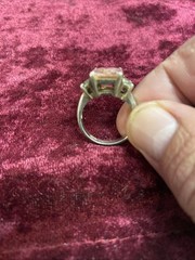 925 Sterling Silver Faceted Pink Topaz Shiny Cocktail Ring Sz 8.75
