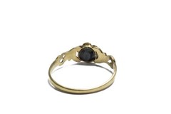 PRETTY ANTIQUE ENGLISH 15K GOLD EMERALD PEARL LOCKET CLUSTER RING c1880