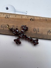 Antique Bohemian silver 900 Natural Rose faceted garnet cross Victorian style