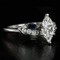 2.2Ct Marquise Cut Lab Created Diamond & Sapphire Wedding 14k White Gold FN Ring