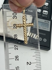 14K Yellow GOLD 2.4g Necklace Double Flat Serpentine Chain 10k Gold Cross 18”