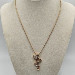 VINTAGE Avon Triple Heart Gold Tone Rhinestone Pendant Dainty Necklace