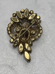 VTG Juliana D&E Heliotrope Watermelon Demi Parure Brooch Clip Earrings