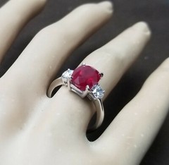 Vintage 14k White Gold Engagement Ring 3.51ct. Natural Burma Oval Ruby AGL cert