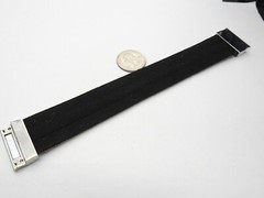 Hildie & Jo Black Clear Rhinestone Silver Tone Metal Magnetic Bracelet Vintage