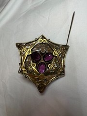 Vintage Signed Joseff Russian Gold Multi-Level Metal Brooch/Pin
