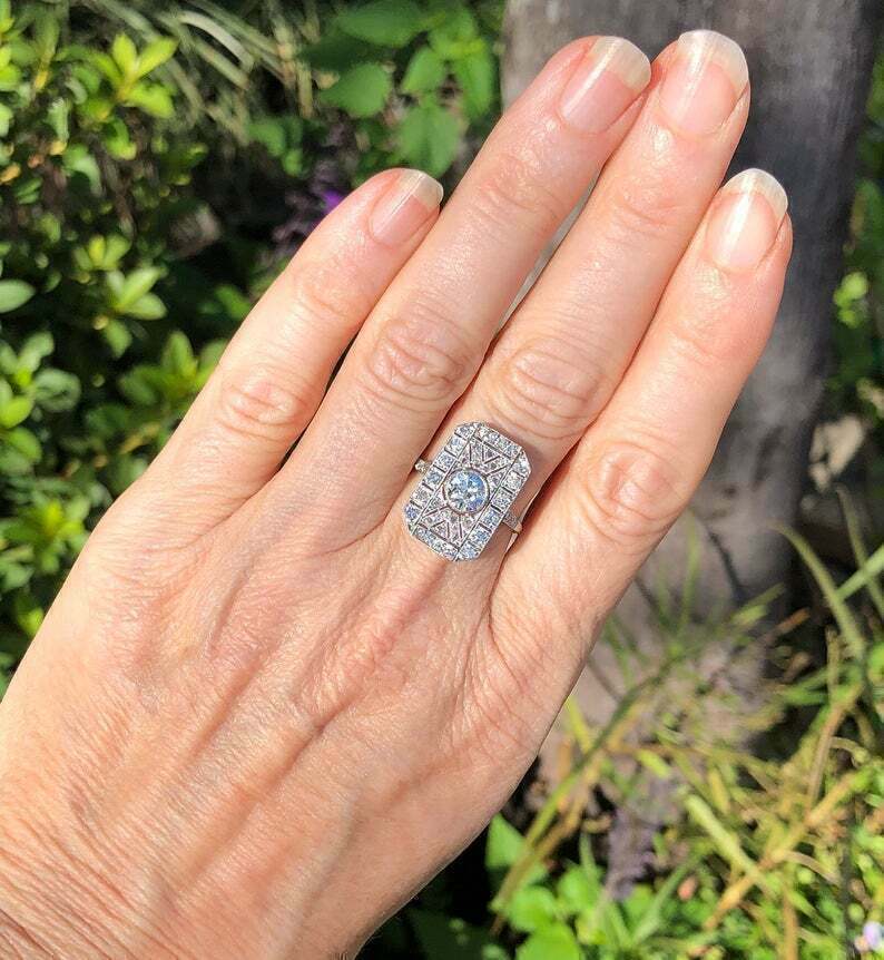 Antique 1.00 CT White Round Cut CZ Art Deco Anniversary Gift Ring in 925 Silver