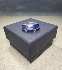 Stunning Vintage High Polish Flush Lapis Lazuli Blue Gemstone Ring Sz 7