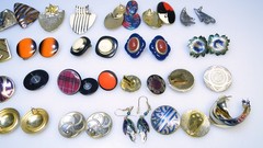 26prs Vintage 80s + Earrings Enamel Colors Button Huge Lot