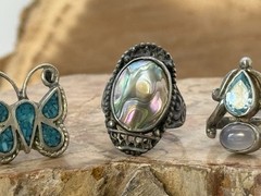 Lot of 3 Vintage Southwestern Sterling Silver Rings sizes 4.5–2NL26.02