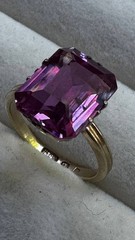 Vintage USSR Soviet 875 Sterling Silver Ring with Sapphire for Women 5.5