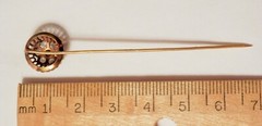 Vintage Red/Clear lab created Stone Hallmarked 800 19K Yellow Gold Stick Hat Pin