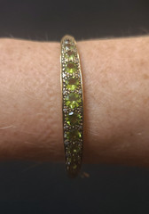 Lovely 9KT Solid Yellow Gold with Peridot Bangle Bracelet – English