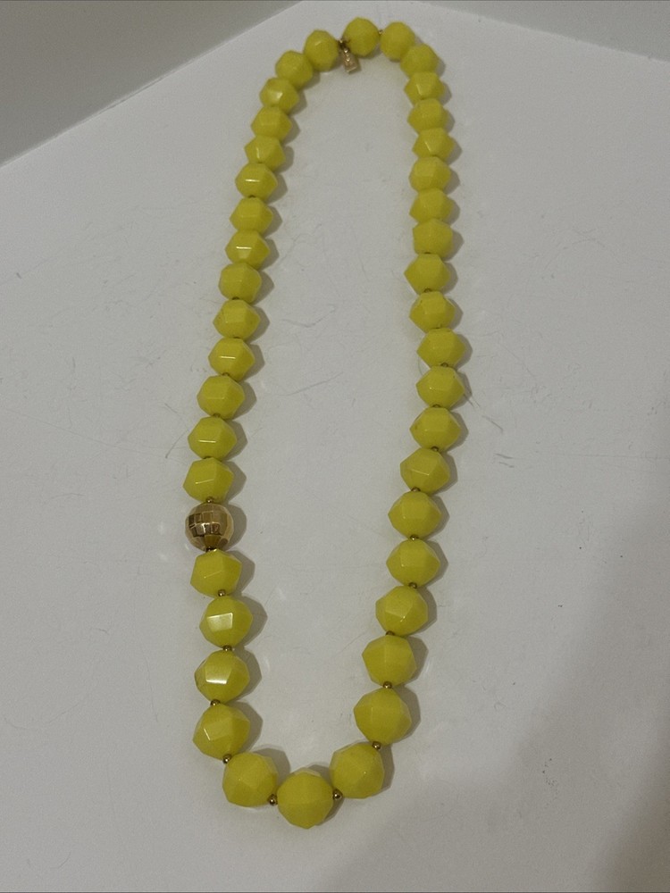 Vintage Kate Spade Faceted Beaded Necklace 32” in Bright Yellow Cut To The Chase