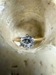 Ladies ESTATE 14k Yellow White Gold NATURAL Solitaire Diamond Ring band