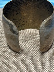 VTG Brutalist Brass Elephant Cuff Bracelet Wide Hammered Statement Textured 2”