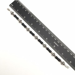 Silver Schark Handmade Sterling Silver & Black Onyx Beaded Bracelet 8” 20g #57
